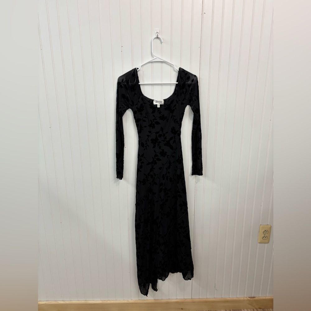 Trixxi Black Floral Long Sleeve velvet mesh whimsigoth grunge cocktail Dress